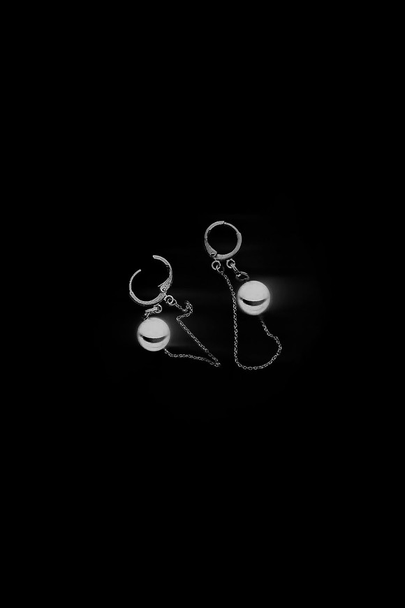 Boucles d'oreilles - Dormeuses + Pierre d'Onyx + Chaîne Plaqué Or BAM