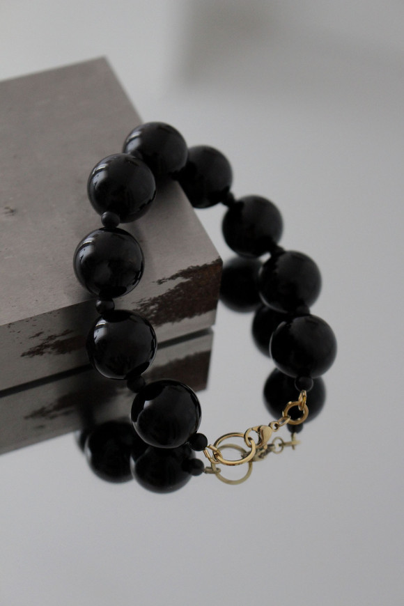 Bracelet - Perles Pierres Fines Onyx + Howlite BAM