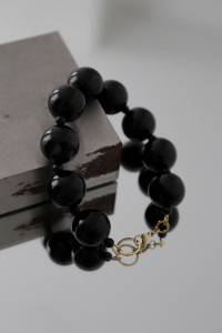Bracelet - Perles Pierres Fines Onyx + Howlite BAM