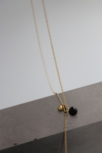 Sautoir - Chaîne Jaseron + Pendentif Cabochon Calcédoine Plaqué Or SI