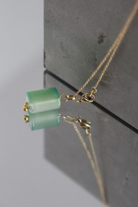 Sautoir - Pendentif Agate Tilleul + Chaîne Jaseron Plaqué Or SIGAN