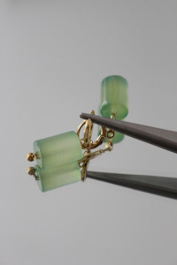 Boucles d'oreilles - Agate Tilleul + Dormeuse Plaqué Or SIGAN