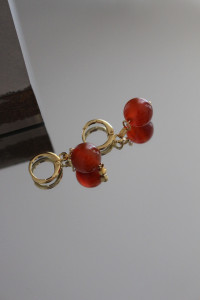 Boucles d'oreilles - Cornaline + Dormeuses Plaqué Or Ei