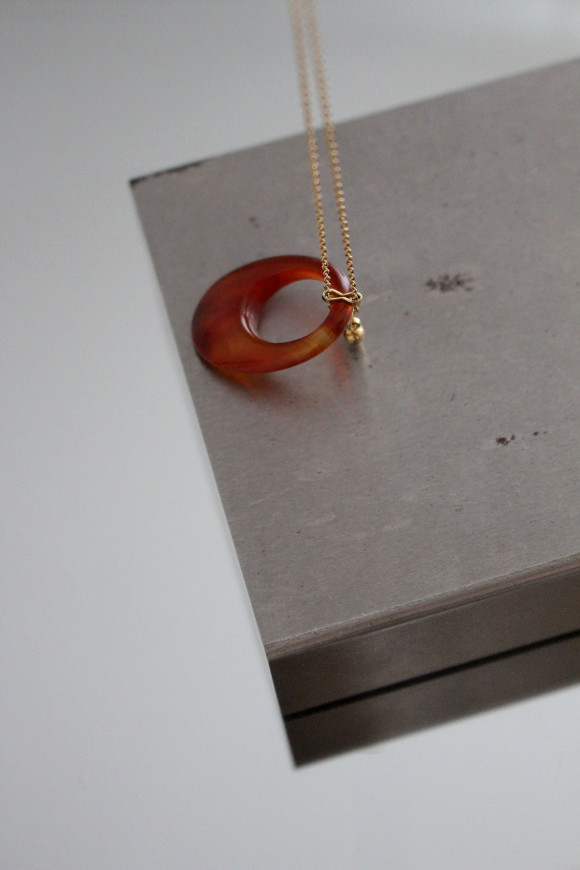 Sautoir - Pendentif Cornaline + Chaîne Plaqué Or YANGJI