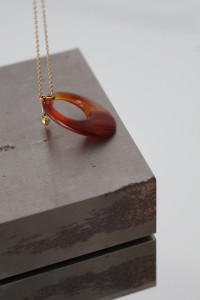 Sautoir - Pendentif Cornaline + Chaîne Plaqué Or YANGJI