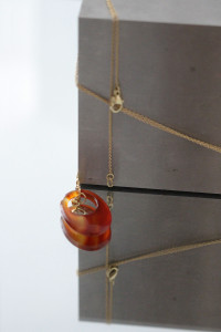 Sautoir - Pendentif Cornaline + Chaîne Plaqué Or YANGJI